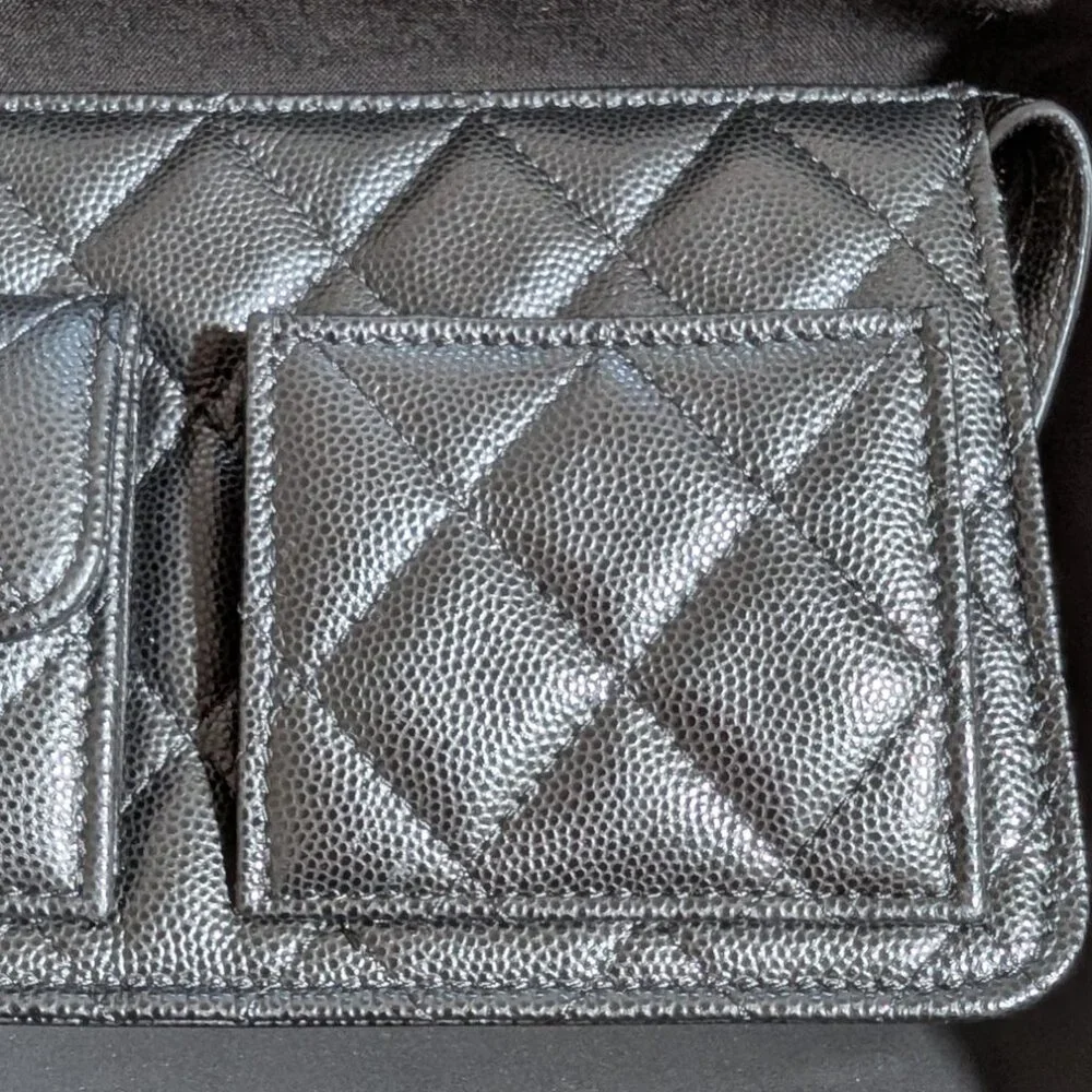 CHANEL Polly Pocket Quilted Caviar Pouch Wristlet Clutch